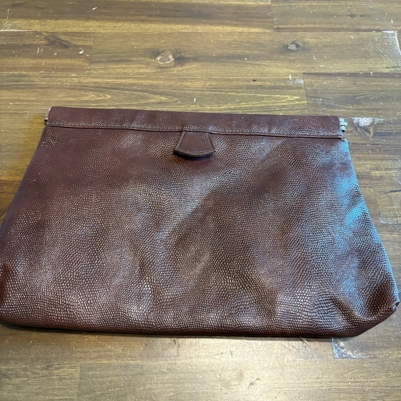 Vintage Lizard Skin Brown Clutch Evening Bag Purse Textured Rare - Picture 9 of 9